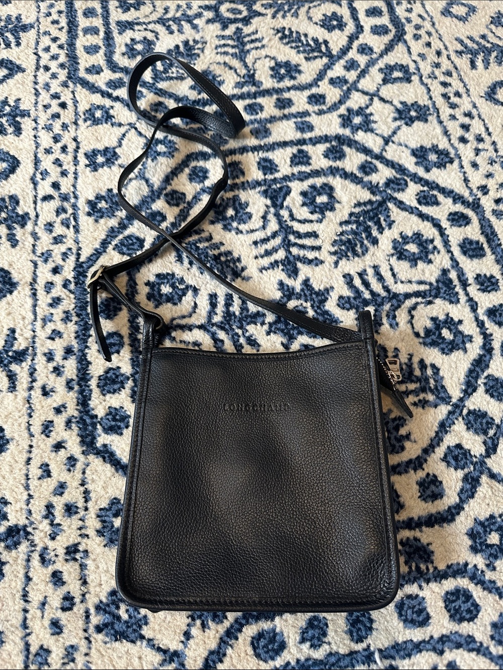 Longchamp Black Pebbled Leather Crossbody Bag